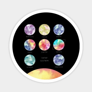 Minimalist Watercolors Solar System Magnet